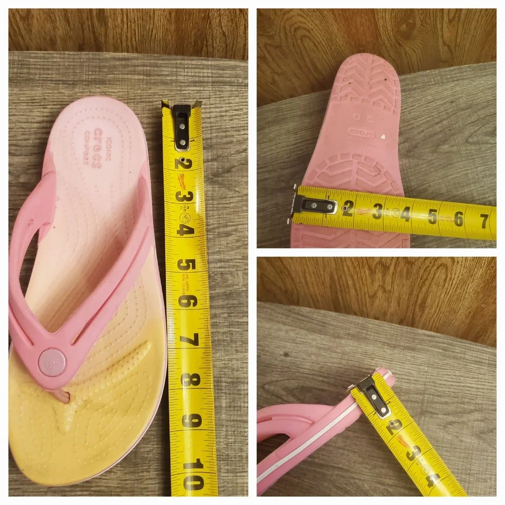 Crocs Crocband Flip Flops Ombre Thong Sandals‎ Womens Size 8 Pink Yellow